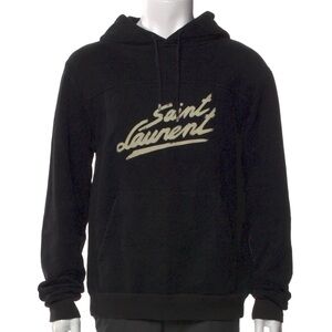 Saint Laurent Black Hoodie with Cream Logo